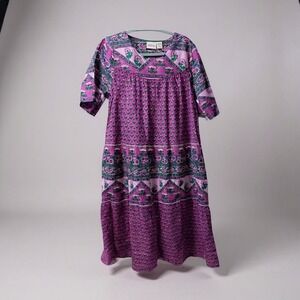 The Vermont Country Store Purple Floral Tiered Maxi Dress Size Small Cotton